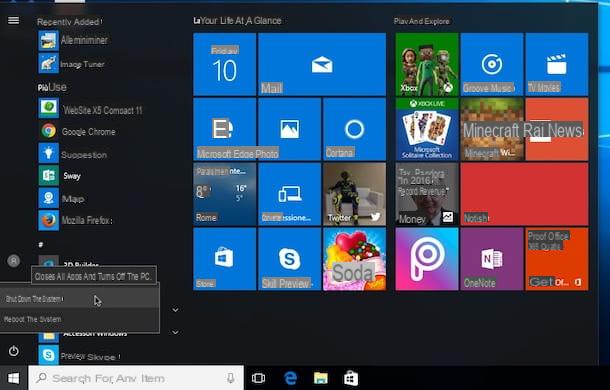 How to shut down Windows 10