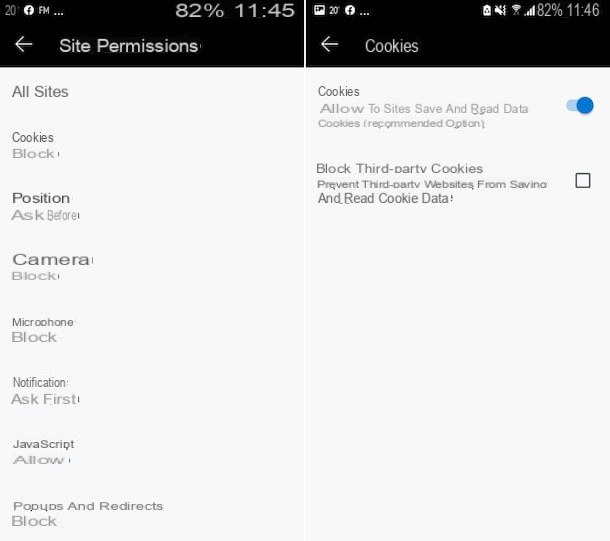 Como ativar cookies no Android