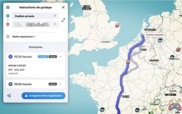 Waze: you can now choose a route on PC and continue on smartphone