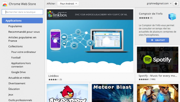 Chrome Web Store now shows if an extension exists as an Android app