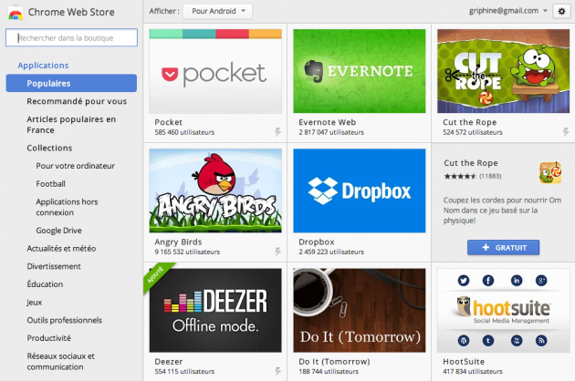 Chrome Web Store now shows if an extension exists as an Android app