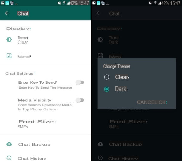 How to activate dark mode on Android WhatsApp