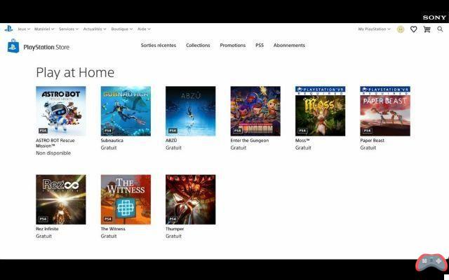 Play At Home: how to get the 10 free games on PS4 and PS5?