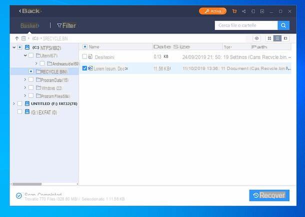 How to recover file cancellati dal Cestino