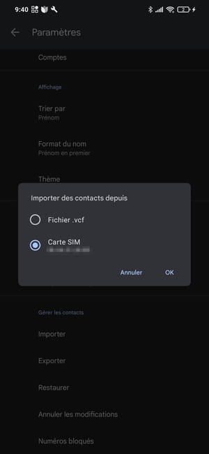 Importar contactos desde una tarjeta SIM