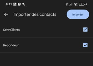Import contacts from a SIM card
