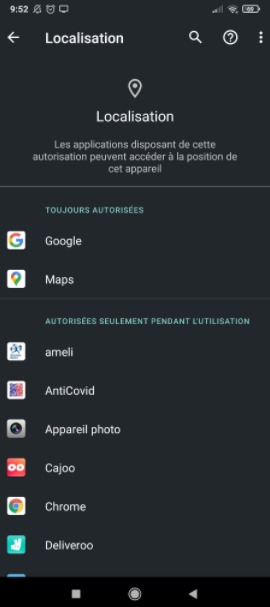 Android: how to disable location for an application