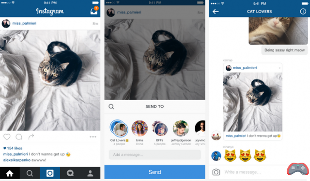 Instagram Direct vai para tópicos