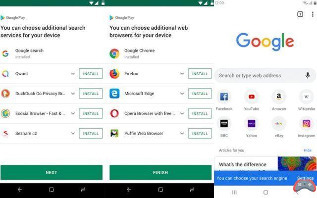 Android now forces you to choose your default search engine and web browser