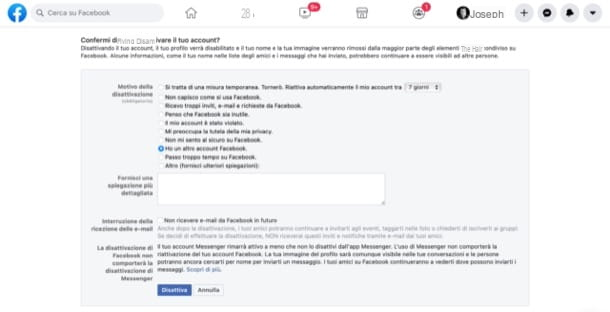 Cómo darse de baja de Facebook momentáneamente