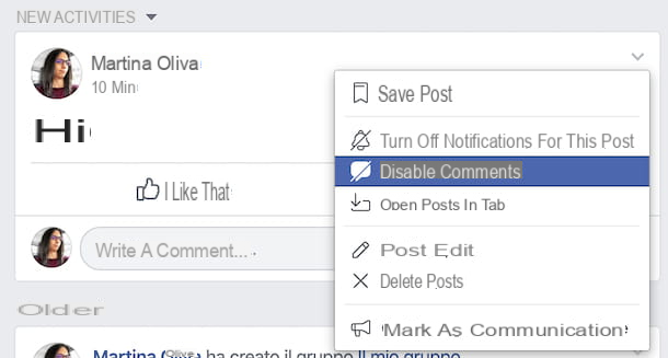 How to disable comments on a Facebook post