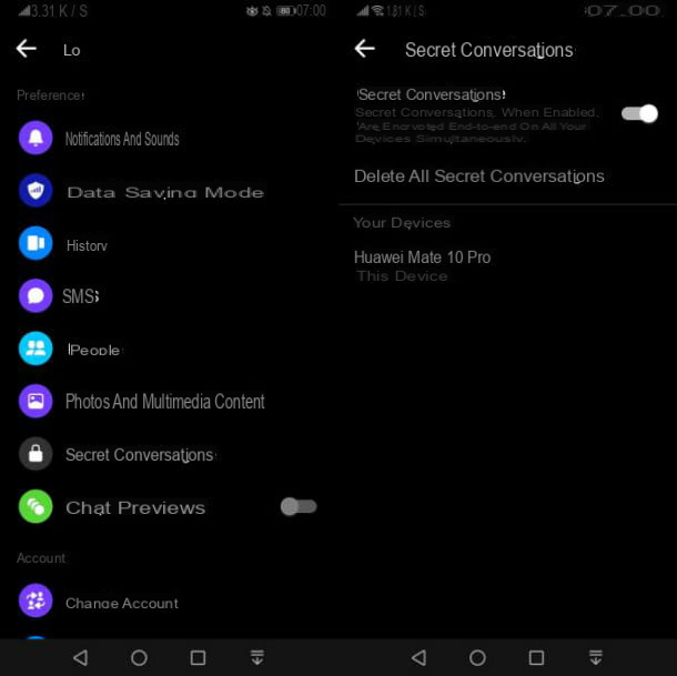 Como desactivar a conversa secreta no Messenger