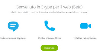 Use Skype via website for chat, phone and video calls