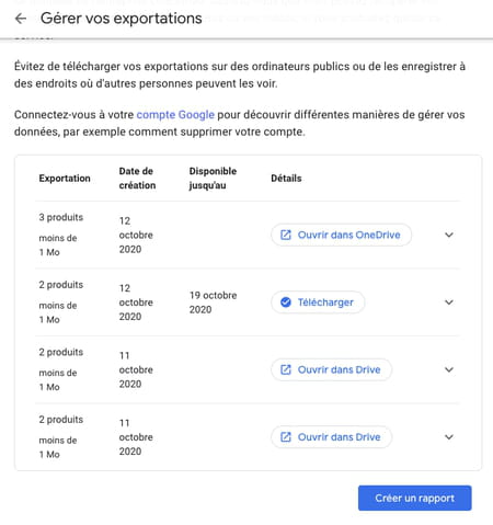 Google data: save all the information of an account